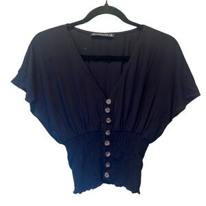Abercrombie & Fitch Women’s Smocked Waist Black Shirt Blouse Size XS